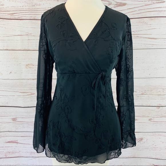 Tailor B. Moss Tops - Tailor B. Moss Company black blouse  embroidered